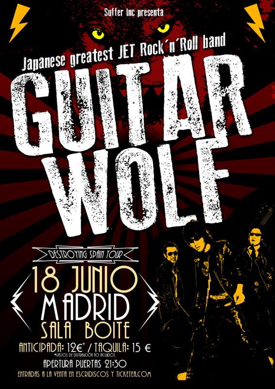 GUITAR WOLF VUELVEN A NUESTRO PAÍS EL 18 DE JUNIO EN MADRID