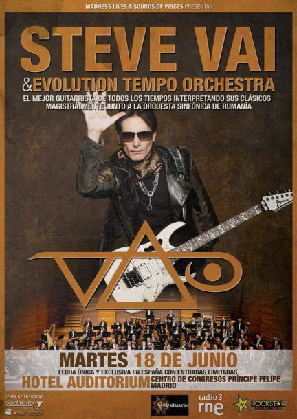 STEVE VAI & EVOLUTION TEMPO ORCHESTRA EN EXCLUSIVA EN MADRID Y SORTEO DE UNA GUITARRA