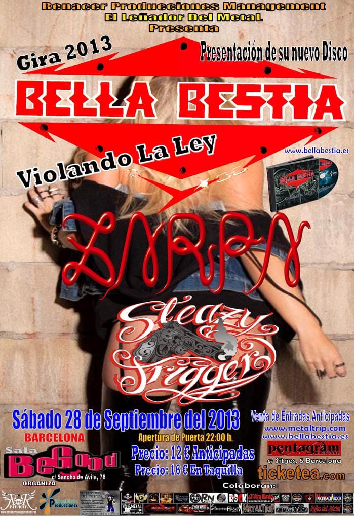 BELLA BESTIA + ZARPA + SLEAZY TRIGGER EN BARCELONA