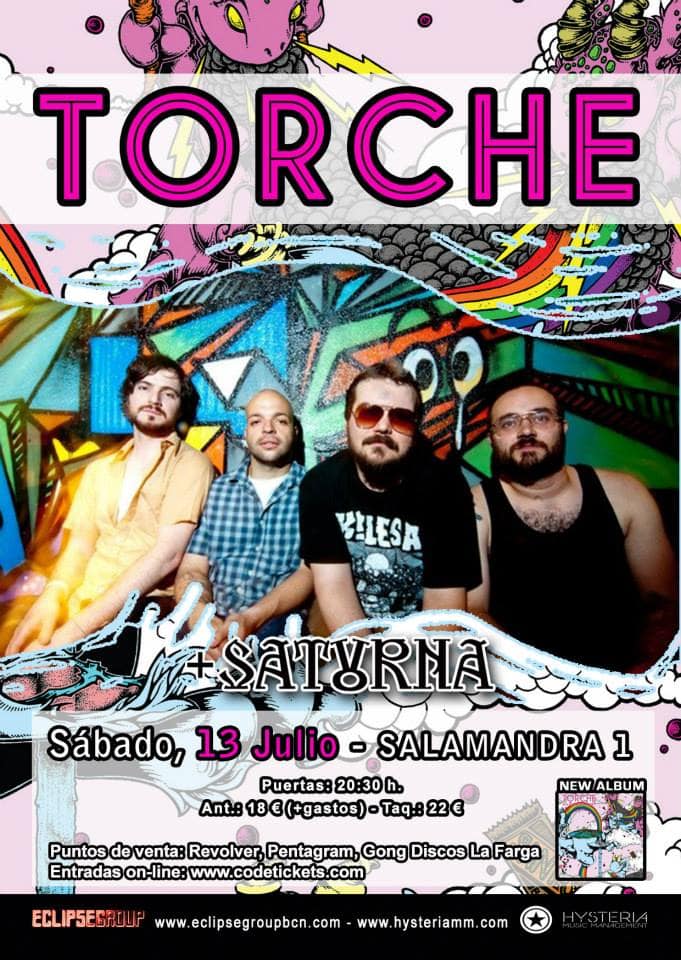 LA SALA SALAMANDRA DE BARCELONA ACOGERÁ HOY A TORCHE Y SATURNA. OFERTA ESPECIAL A 14€