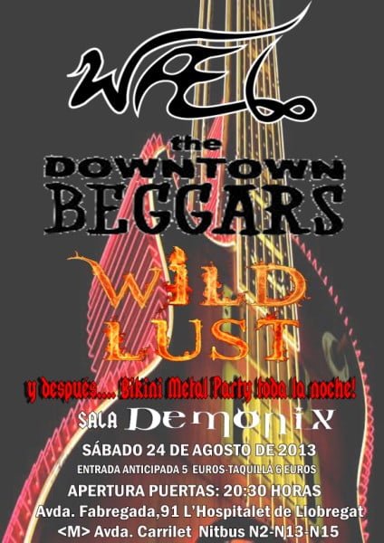 WAEL , THE DOWNTOWN BEGGARS Y WILD LUST, ESTE SÁBADO EN BARCELONA