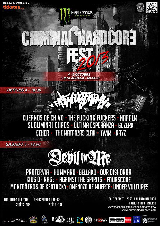 CRIMINAL HARDCORE FEST, TODA LA INFORMACION DEL FESTIVAL MAS GRANDE DE METAL Y HARDCORE DE MADRID