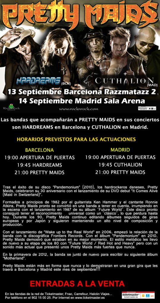 SE ACERCA LA GIRA EN NUESTRO PAÍS DE PRETTY MAIDS : HORARIOS Y GRUPOS INVITADOS