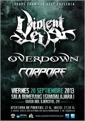 ESTE VIERNES, VIOLENT EVE, OVERDOWN Y CORPORE EN GUADALAJARA