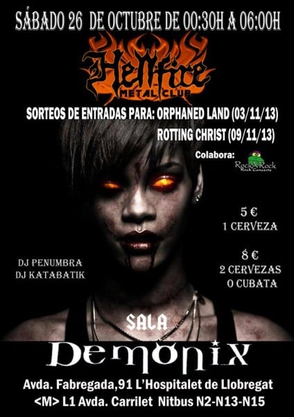 Este sábado discoteca metal en Barcelona