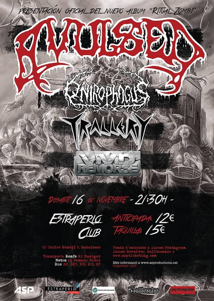 Avulsed presentan "Ritual Zombi" en Barcelona junto a Onirophagus, Trallery y Vivid Remorse