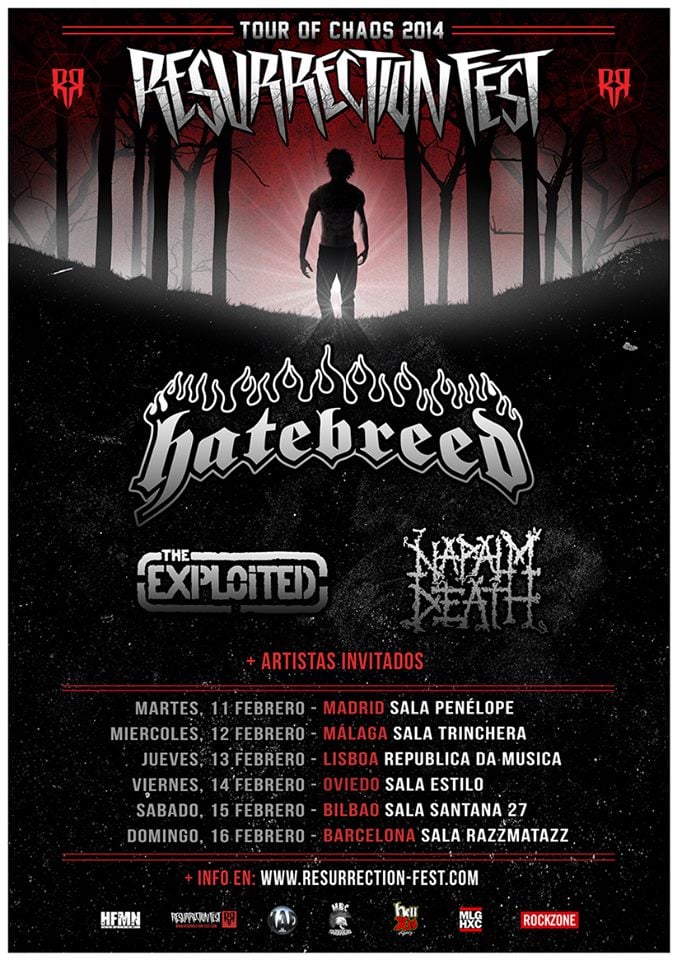 Resurrection Fest presenta el Tour Of Chaos: ¡Hatebreed + The Exploited + Napalm Death!. Nota oficial de los organizadores