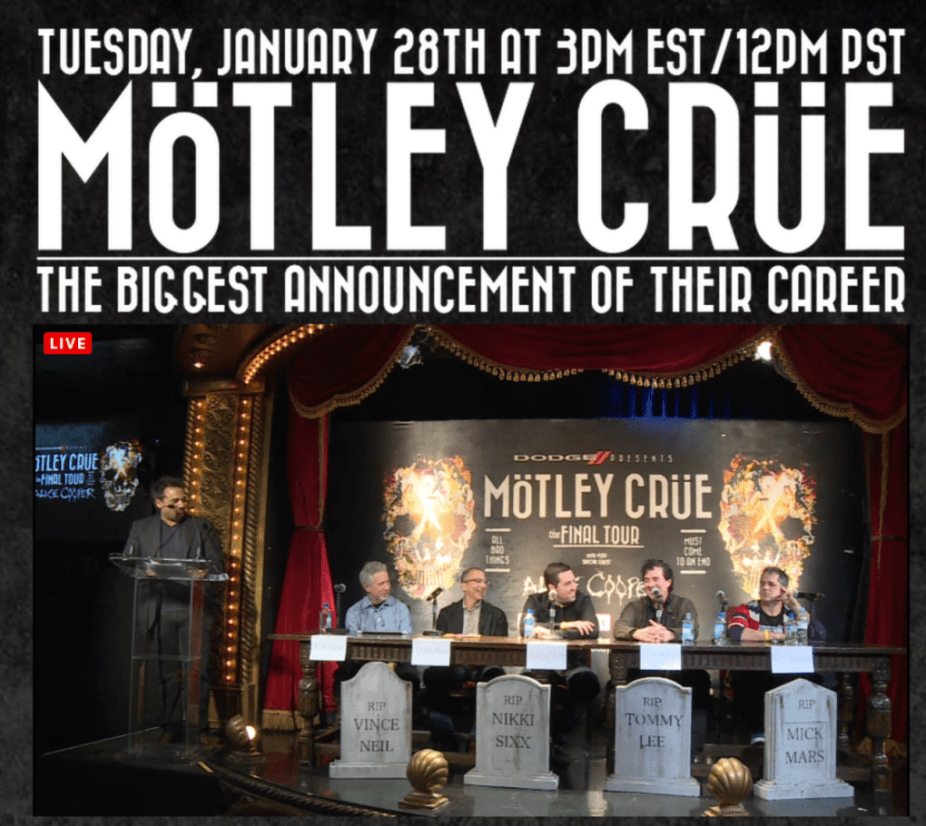 Motley Crue anuncian su gira de despedida y se comprometen por escrito a no volver