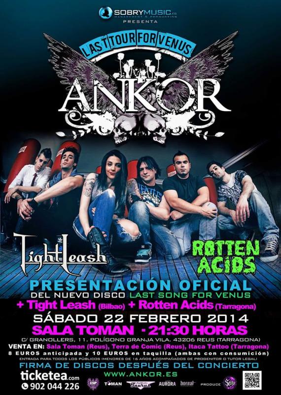 Este sábado, Ankor en Reus junto a Tight Leash y Rotten Acids