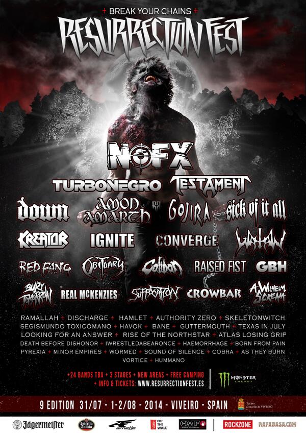 ¡Testament, Turbonegro y Down, entre las 35 nuevas bandas confirmadas para el Resurrection Fest 2014!