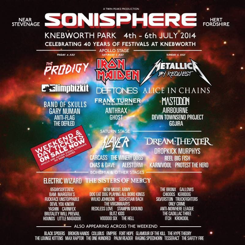 ¡Y más bandas al Sonisphere del Reino Unido! ¡Les está quedando un cartel de lujo!