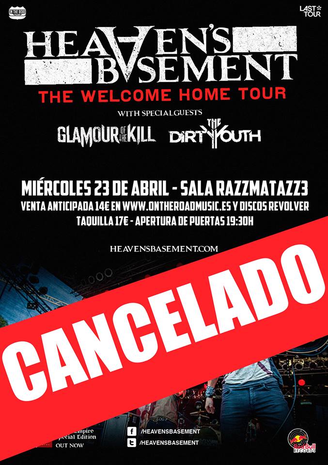 Se cancelan los conciertos de Heaven’s Basement previstos para finales de este mes