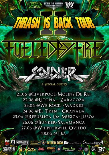 Fueled By Fire y Soldier; doble ración de thrash metal de gira en junio