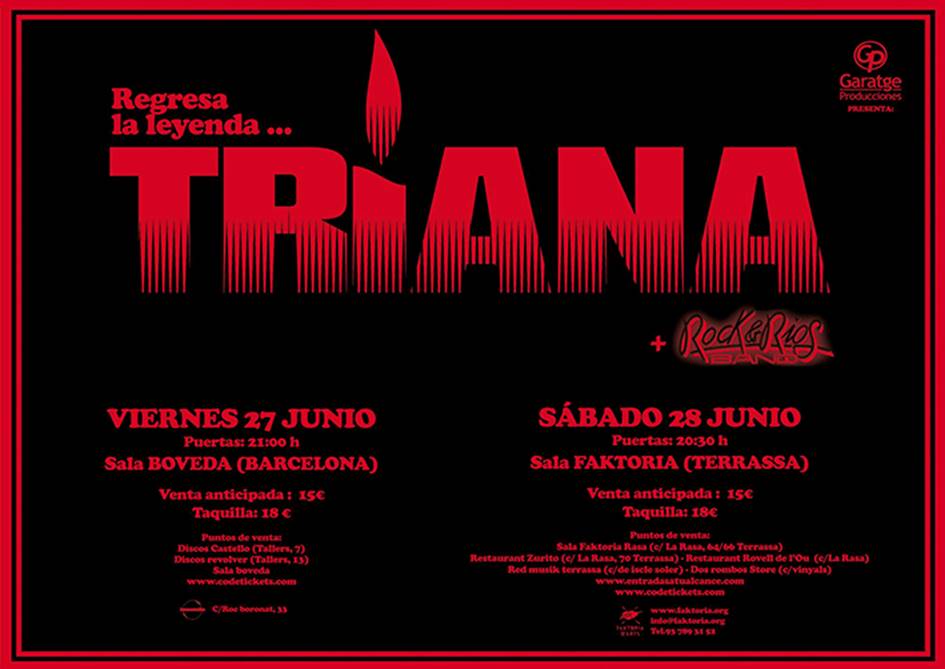 Triana en concierto en junio en Barcelona y Terrassa