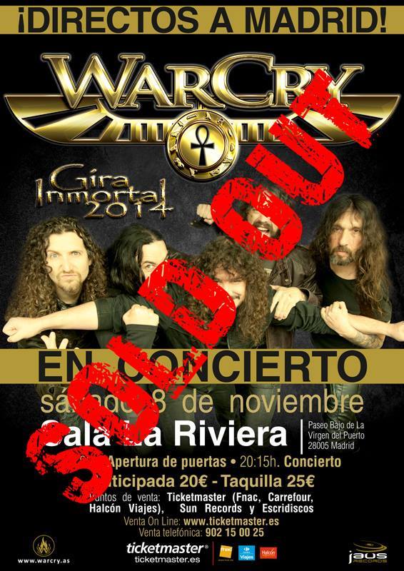 WarCry agotan entradas para su próximo concierto en Madrid