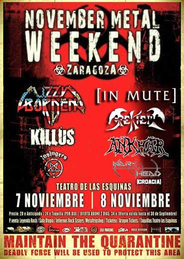 Comunicado oficial November Metal Weekend de Zaragoza