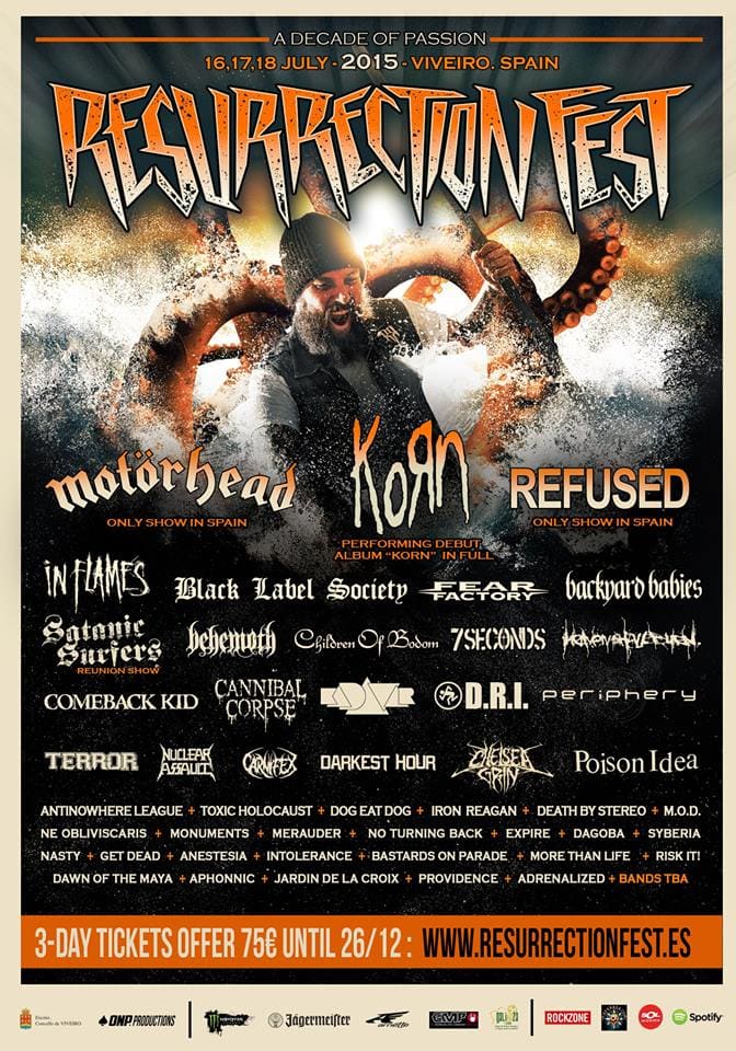 Resurrection Fest 2015: cartel por días, entradas diarias, Pandemonium y Band Contest Estrella Galicia