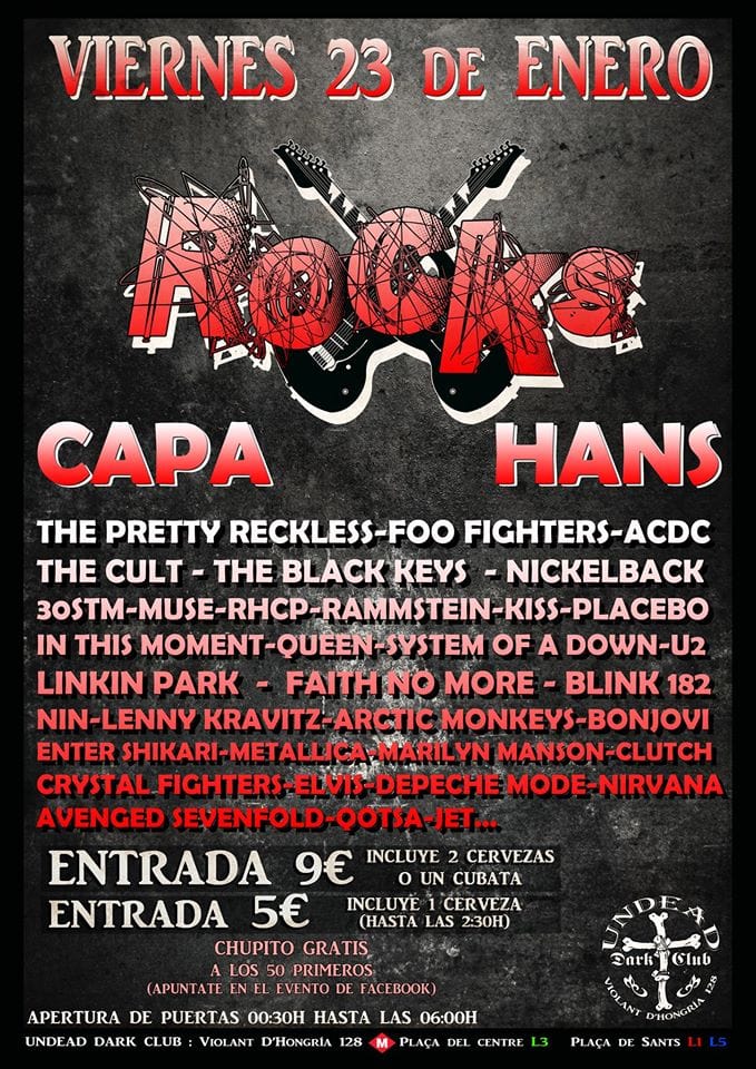 Este viernes, primera Rock's del 2015 en Undead Dark Club