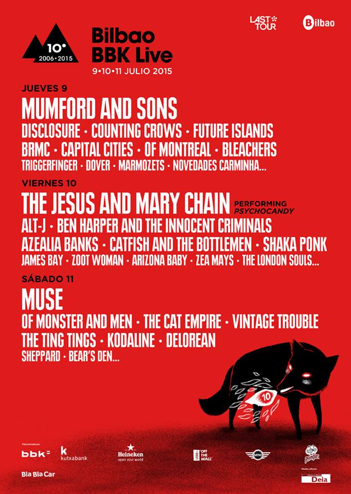 Cartel del Bilbao BBK Live 2015 por días