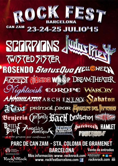 Cambios en Rock Fest Barcelona: cae una banda, se añaden dos mas