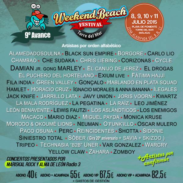 Más bandas se unen al cartel del Weekend Beach Festival