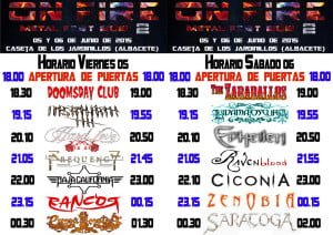 Horarios On Fire Metal Fest II Fin de Semana