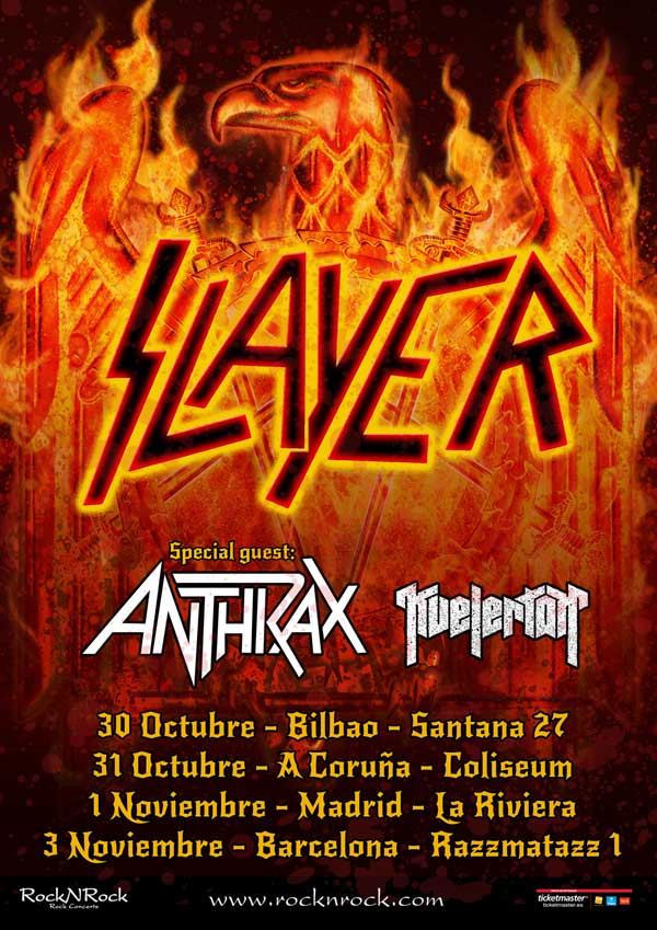 Fechas en España de la espectacular gira de Slayer, Anthrax y Kvelertak