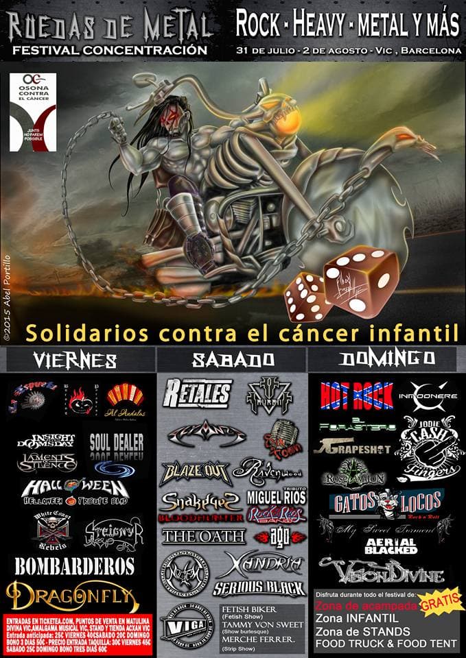 Cartel completo del festival - concentración - solidario Ruedas de Metal