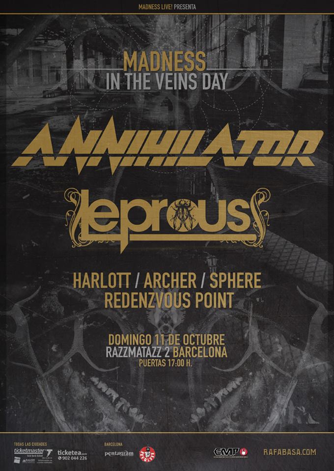 Se agrupan los conciertos de Annihilator y Leprous en Barcelona con sus respectivas bandas teloneras