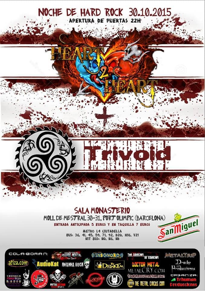 ¡Gran noche de hard rock en Barcelona! The Metal Circus os invita al próximo concierto de Heart 2 Heart  y Trivoid