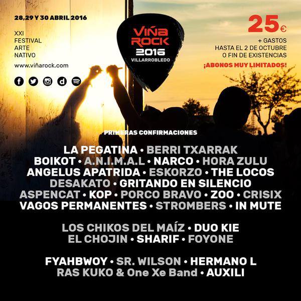 Primeras confirmaciones del Viña Rock 2016