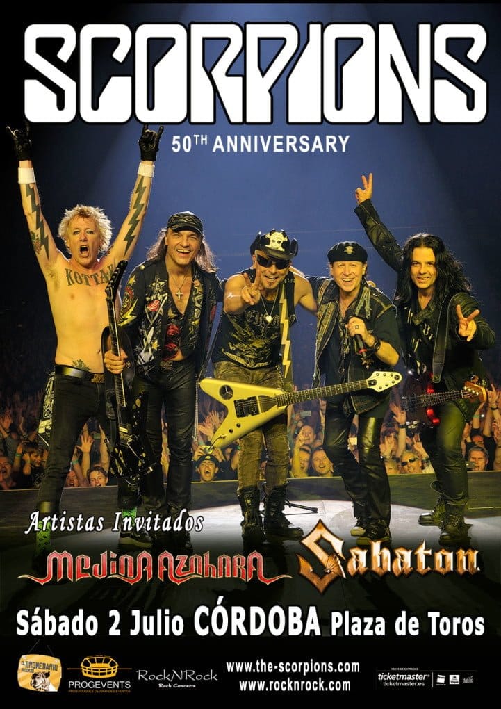 Scorpions actuarán en la Plaza de Toros de Córdoba junto a Sabaton y Medina Azahara