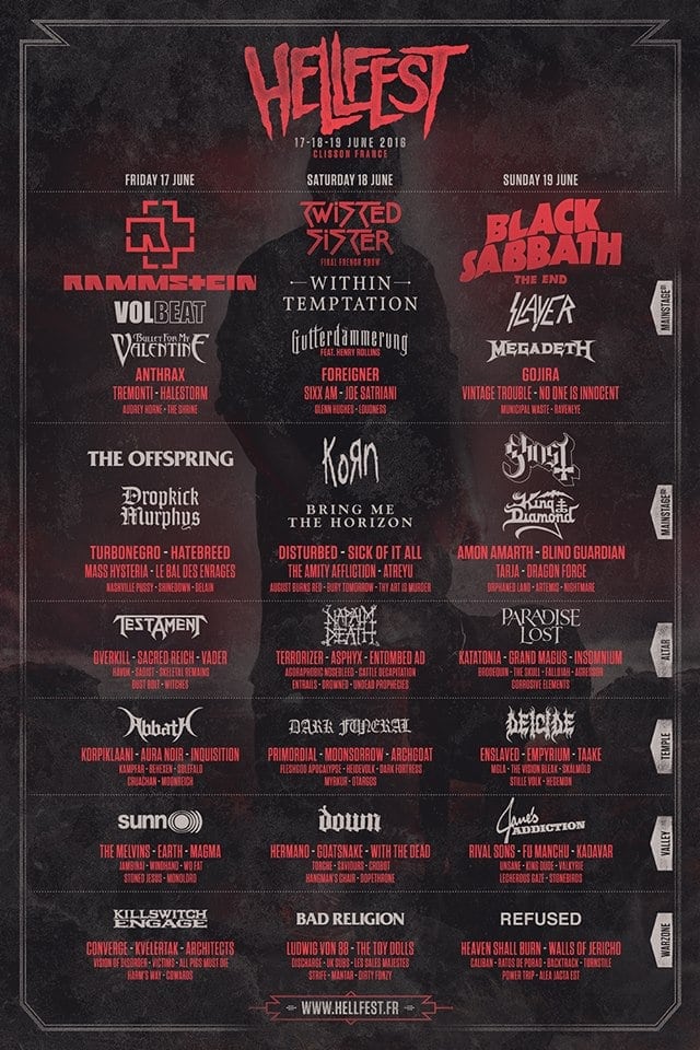 Hellfest 2016: Cierre de cartel y distribución de bandas por días