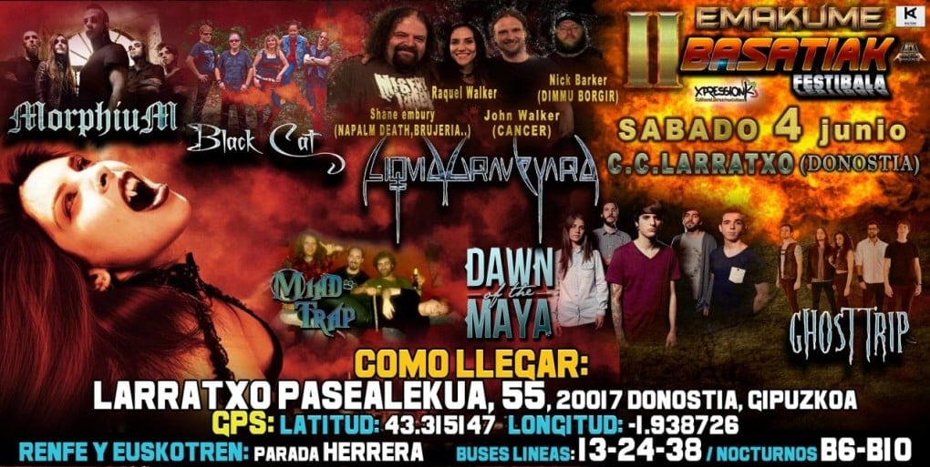 Liquid Graveyard, Morphium y Dawn Of The Maya en el cartel del II Emakume Basatiak Fest