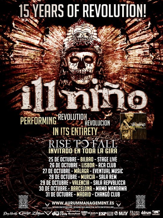 La gira 15 aniversario de "Revolution/Revolución" de Ill Niño recalará en nuestro país