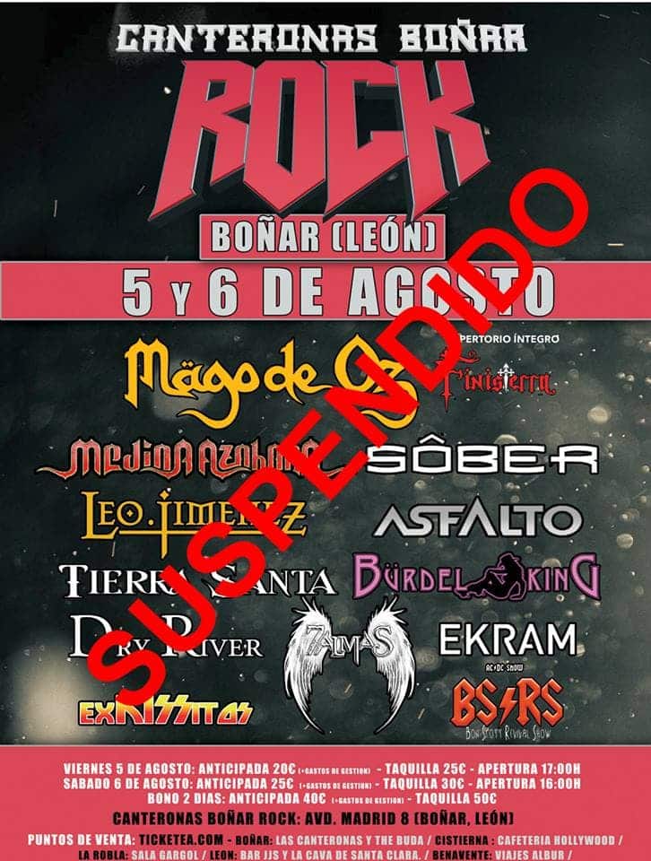 Se suspende el Canteronas Boñar Rock