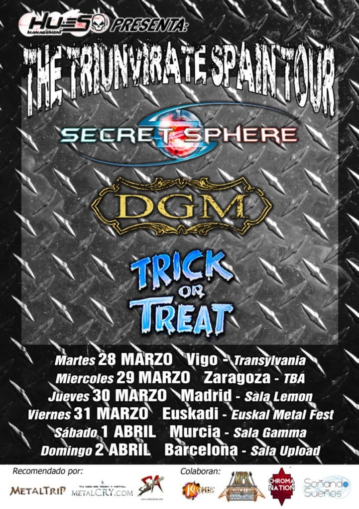 Cambios en The Triunvirate Spain Tour 2017: Secret Sphere, DGM y Trick Or Treat