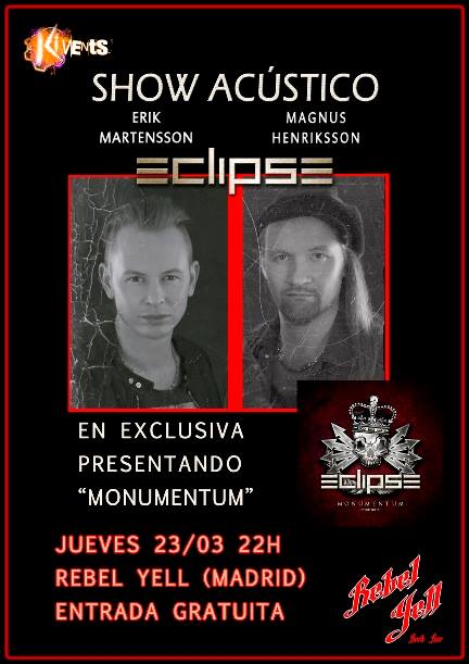 Erik Martensson y Magnus Henriksson de Eclipse en un show en acústico especial en Madrid: entrada gratuita