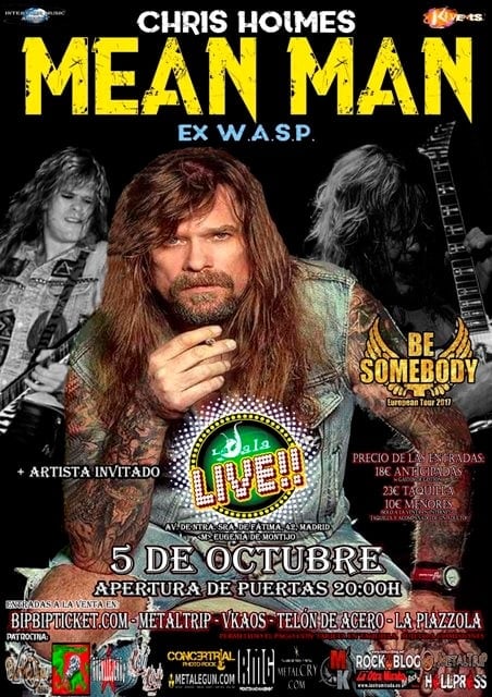 Chris Holmes (ex W.a.s.p.) regresa a España en octubre