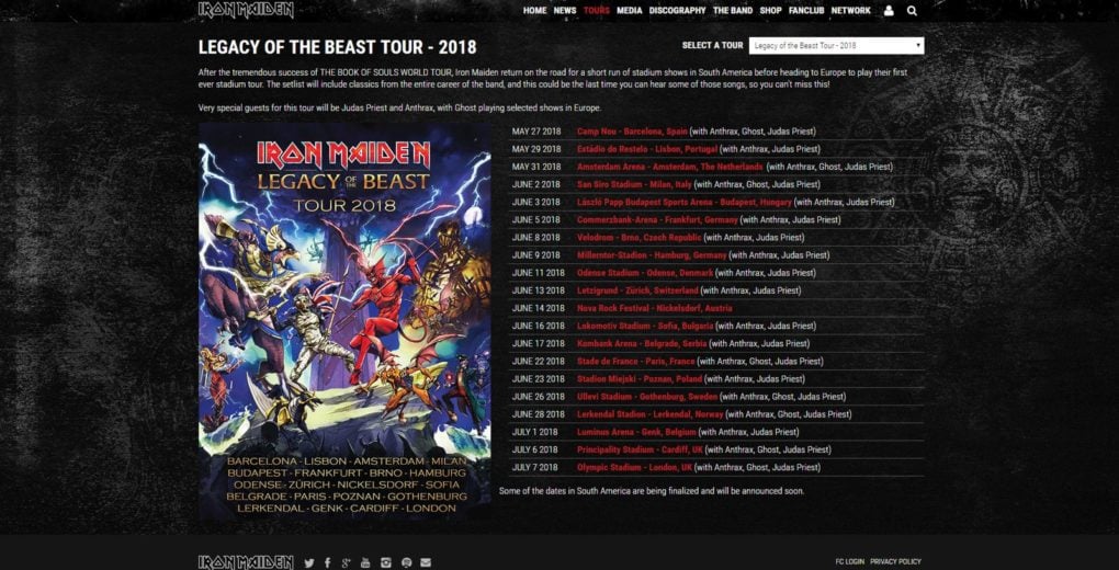 No, Iron Maiden no girarán con Judas Priest ni vendrán al Camp Nou en 2018