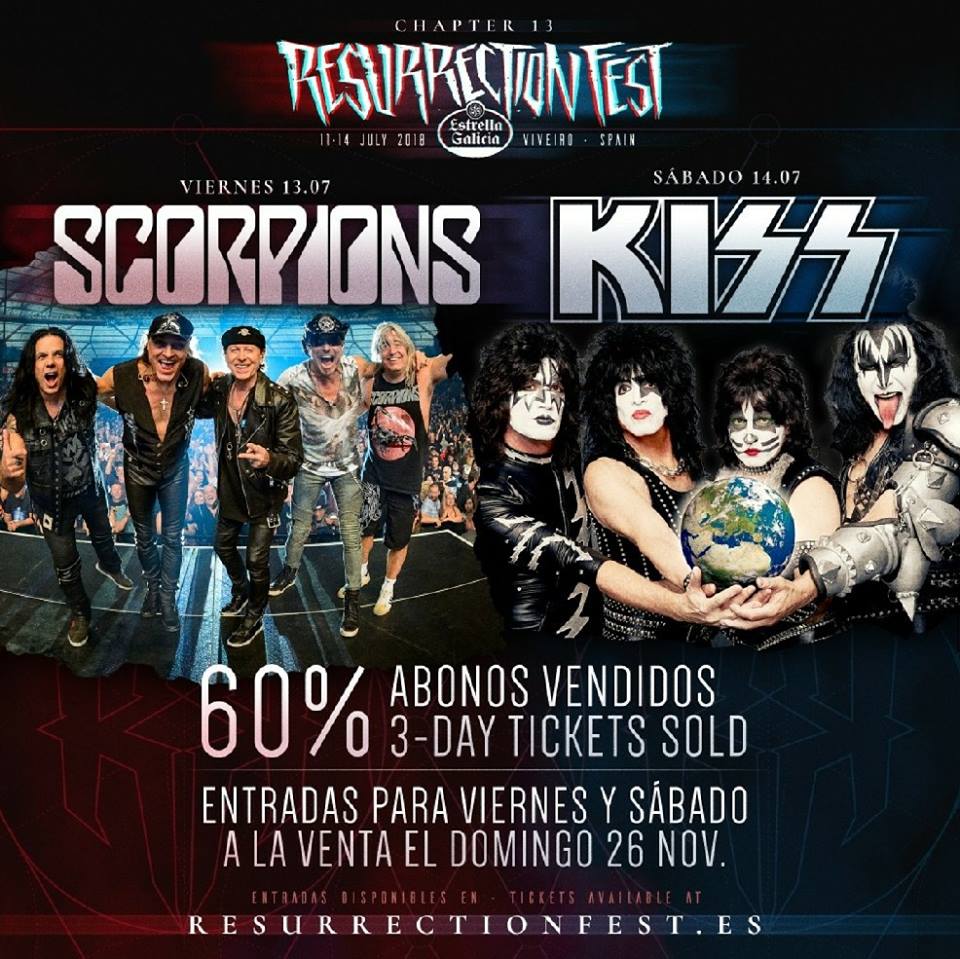 Resurrection Fest 2018: A la venta las entradas para las jornadas de Kiss y Scorpions