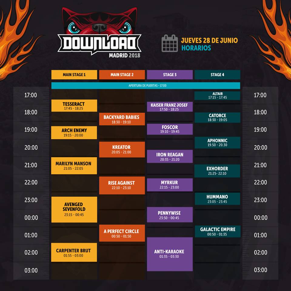 Horarios Download 28 junio 2018