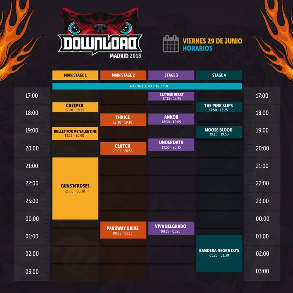 Horarios Download 29 junio 2018