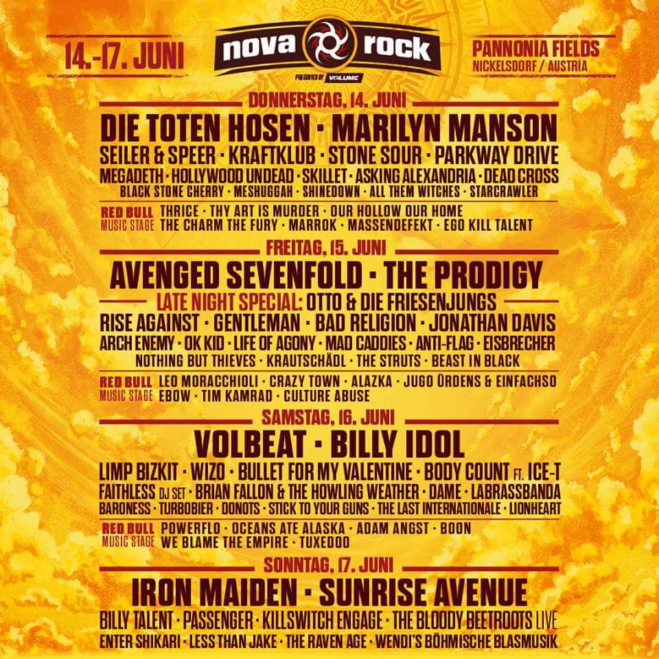 Nova Rock 2018 Line Up