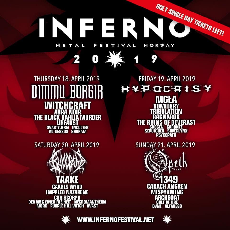 Cartel Inferno Festival 2019 bandas días