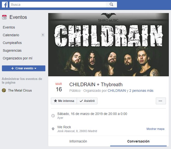 Evento Facebook Childrain Thybreath Madrid