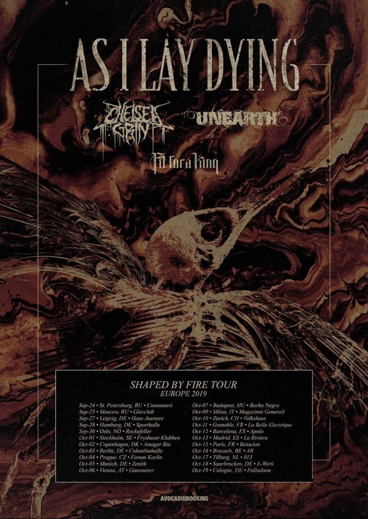 As I Lay Dying tour 2019 Europe