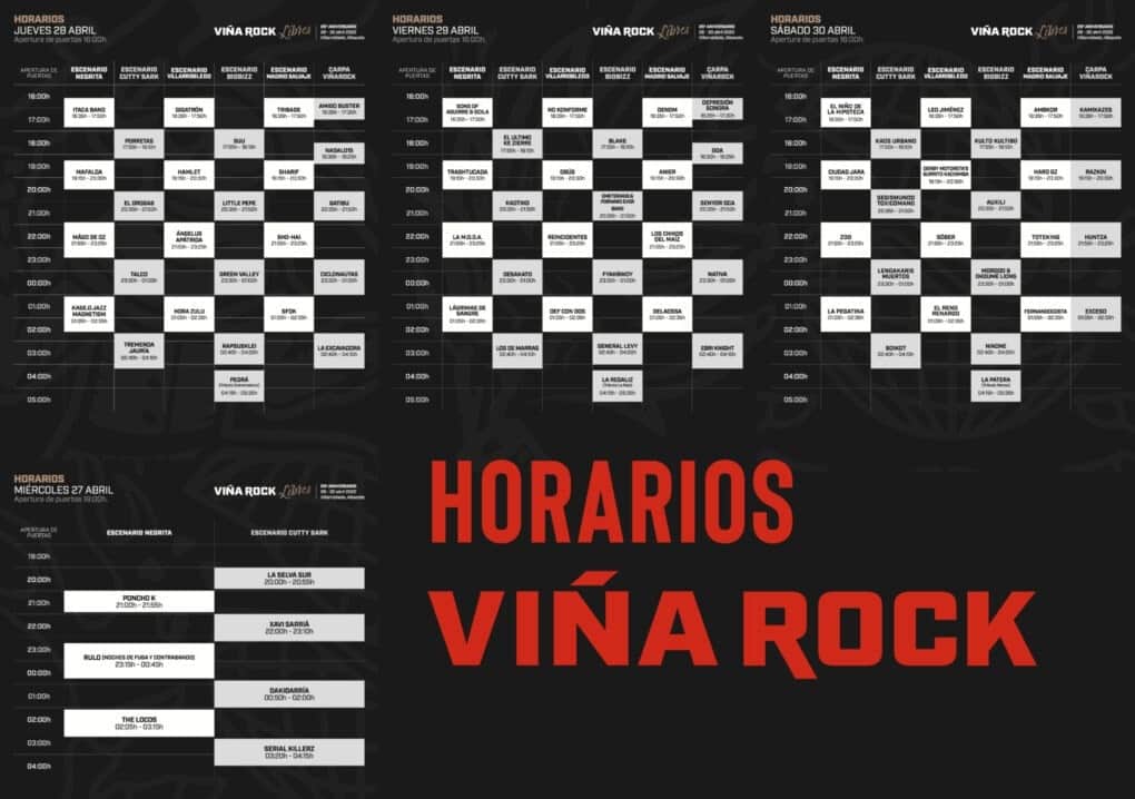 Horarios del Viña Rock 2022