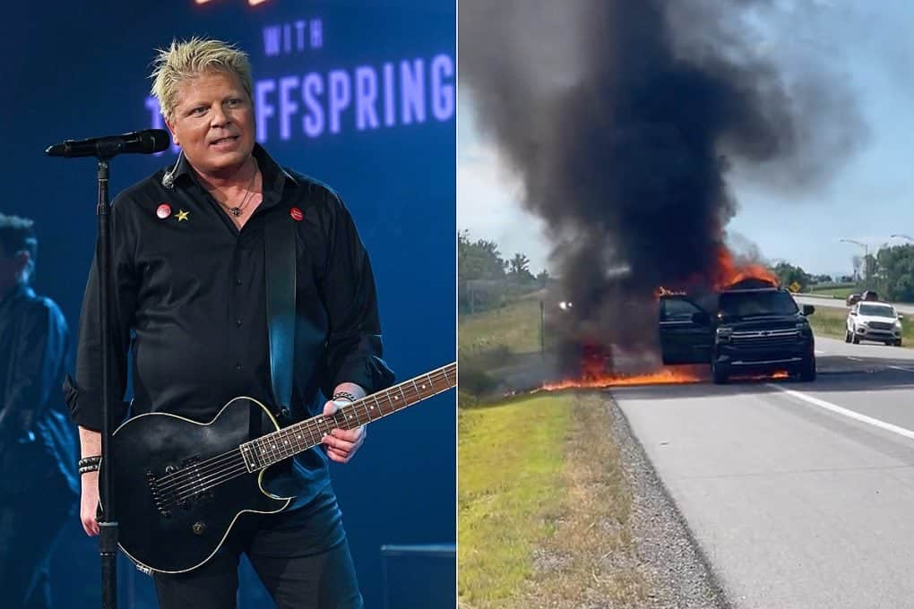 The Offspring logran escapar de su coche en llamas