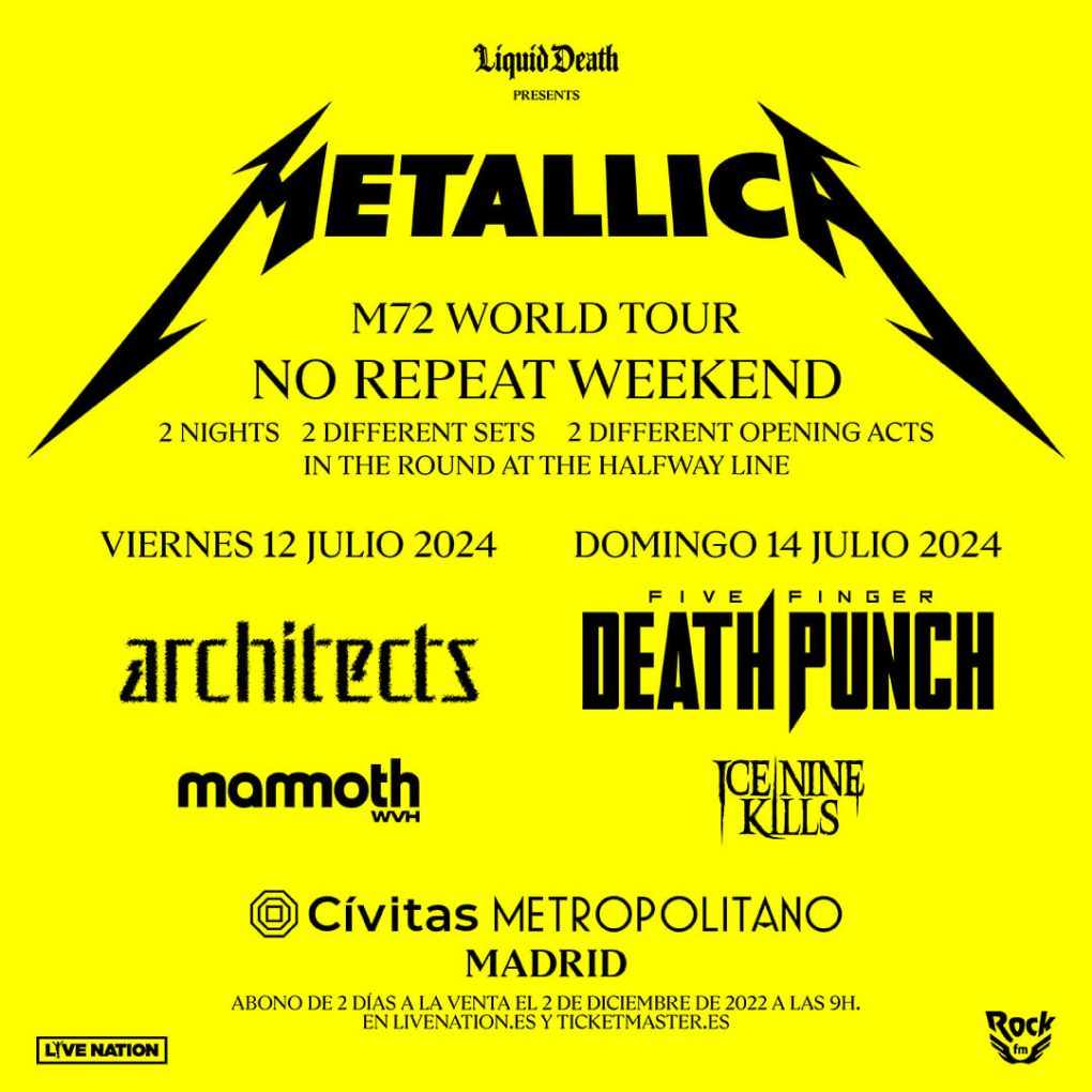 Cómo conseguir entradas de Metallica en Madrid en 2024